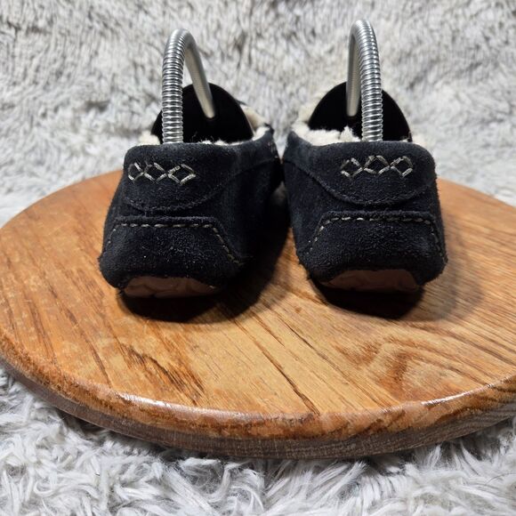Ugg Ansley Womens Size 8 Black Suede Shearling/Sherpa Slippers  House Shoes - Picture 3 of 9